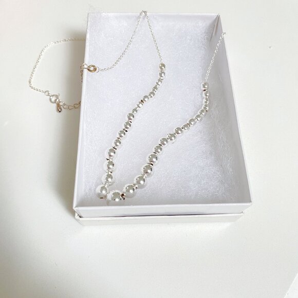 Macy’s - Elegant Silver Beaded Necklace - Picture 3 of 6